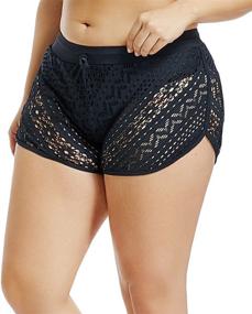 img 1 attached to 👙 Stylish Kamviluer Women's Hollow Out Lace Swimsuit Bottoms: Solid Stretch Shorts for a Fashionable Swim or Beach Look