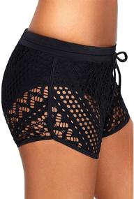 img 2 attached to 👙 Stylish Kamviluer Women's Hollow Out Lace Swimsuit Bottoms: Solid Stretch Shorts for a Fashionable Swim or Beach Look