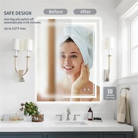 img 2 attached to 🪞 32” x 24” Adjustable LED Bathroom Vanity Mirror - Wall Mounted Makeup Mirror with Smart LED Light, Anti-Fog, Touch Switch, and Memory Function