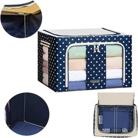 img 2 attached to 👕 Navy Blue Wave 1-Pack: Foldable Clothing Storage Bins with Large Clear Window & Carry Handles – Under The Bed Storage Containers for Bedding, Linen, Clothes