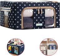 👕 navy blue wave 1-pack: foldable clothing storage bins with large clear window & carry handles – under the bed storage containers for bedding, linen, clothes логотип