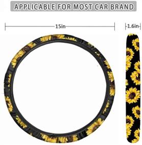 img 2 attached to XYZCANDO Colorful Daisy Flower Car Seat Cover Set Includes Cup Holder/Gear Shift Knob Cover With Handbrake Cover/Car Headrest Covers Set15 Steering Wheel Cover 11 Pcs Full Set Universal Auto Decor