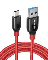 🔴 кабель anker powerline+ usb-c к usb 3.0 (6 футов) - высокая прочность, плетеный кабель для зарядки samsung galaxy s10, s9, huawei p10, p9, sony xz, htc 10 и других устройств (красный) логотип