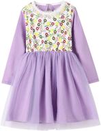 bibnice girls' cotton long sleeve casual fall dresses, sizes 2-7t logo