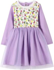 img 4 attached to BIBNice Girls' Cotton Long Sleeve Casual Fall Dresses, Sizes 2-7T