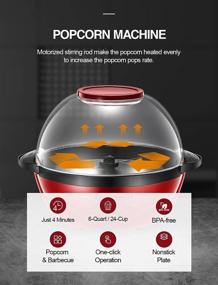 img 2 attached to 2-in-1 Popcorn Machine Popper, 6 Quart/24 Cup, Nonstick Plate, 850W Electric Stirring with Quick-Heat Technology, Cool Touch Handles, Thicken Transparent Cover, Dishwasher Safe