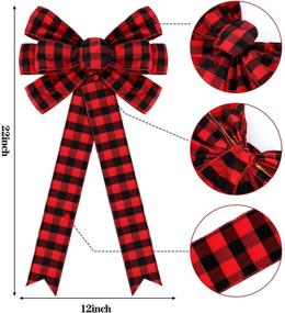 img 3 attached to Stunning Syhood Buffalo Plaid Christmas Bow Wreath Bow - 6 Pieces (22 Inch) - For Halloween and Festive Decor - In Red and Black