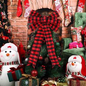 img 1 attached to Stunning Syhood Buffalo Plaid Christmas Bow Wreath Bow - 6 Pieces (22 Inch) - For Halloween and Festive Decor - In Red and Black