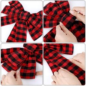 img 2 attached to Stunning Syhood Buffalo Plaid Christmas Bow Wreath Bow - 6 Pieces (22 Inch) - For Halloween and Festive Decor - In Red and Black