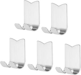 img 4 attached to 5 Pack Stainless Steel Adhesive Hooks: Heavy Duty, Waterproof Hangers for Towels, Coats, Hats, and More!