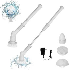 img 4 attached to 🧹 Electric Power Brush Spin Scrubber - Cordless Cleaning Brush for Floors, Walls, Bathroom, Kitchen, Tiles, Pool - Includes 3 Replaceable Rotating Brush Heads