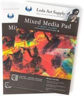 leda art supply mixed-media pad 2 pack (48 pages), ideal for watercolor, acrylic or oil painting, marker and ink art, italian art paper, a3 size 11.5 x 16.5 logo