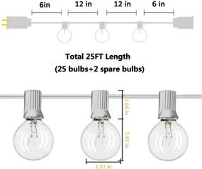 img 3 attached to 🔌 25Ft G40 Outdoor Patio String Lights: 27 Clear Globe Edison Bulbs, Commercial Grade Decor for Indoor & Outdoor, White Wire