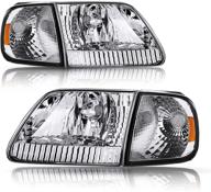 bryght chrome headlight assembly: perfect fit for 97-03 ford f150, 04 heritage & 97-02 ford expedition logo