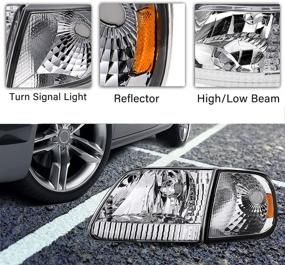 img 2 attached to BRYGHT Chrome Headlight Assembly: Perfect Fit for 97-03 Ford F150, 04 Heritage & 97-02 Ford Expedition