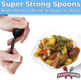 img 3 attached to 🥄 50 CT Extra Strong, Pro-Grade Plastic Soup Spoons in Black - Heavy Duty, Recyclable Utensils for Soups, Stews, Chili, and Gumbo. Perfect for Restaurants, Diners, and Catering - Heavyweight Round Spoon