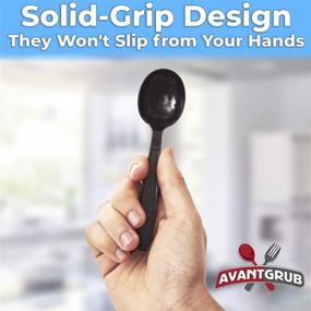 img 2 attached to 🥄 50 CT Extra Strong, Pro-Grade Plastic Soup Spoons in Black - Heavy Duty, Recyclable Utensils for Soups, Stews, Chili, and Gumbo. Perfect for Restaurants, Diners, and Catering - Heavyweight Round Spoon