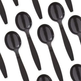 img 4 attached to 🥄 50 CT Extra Strong, Pro-Grade Plastic Soup Spoons in Black - Heavy Duty, Recyclable Utensils for Soups, Stews, Chili, and Gumbo. Perfect for Restaurants, Diners, and Catering - Heavyweight Round Spoon