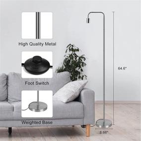 img 3 attached to 🔦 MOFFE Industrial Floor Lamp - 64" Tall Metal Standing Lamp for Bedroom and Living Room - Modern Minimalist Design with Foot Switch - E26 Socket(Nickle)