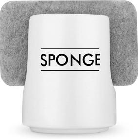 img 4 attached to 🧽 Sponge Holder for Sink - Dish Sponge Caddy for Kitchen - Farmhouse Sink Sponge Holder made of White Ceramic Porcelain - Kitchen Sink Organizer with Sponge - Sink Accessories