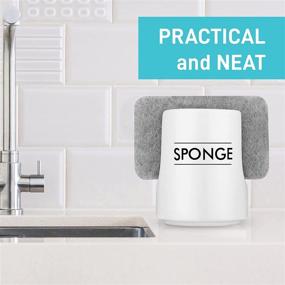 img 1 attached to 🧽 Sponge Holder for Sink - Dish Sponge Caddy for Kitchen - Farmhouse Sink Sponge Holder made of White Ceramic Porcelain - Kitchen Sink Organizer with Sponge - Sink Accessories