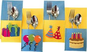 img 4 attached to 🎉 8 Pack Birthday Table Decor Silverware Holders: Vibrant & Festive Party Decorations for a Fun-Filled Celebration