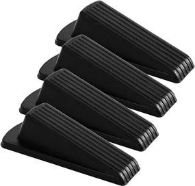 img 4 attached to 🚪 Black Rubber Door Stop Wedges - Heavy Duty Large Flexible Door Holders, 4 Pack - Non Marking Anti Slip Jammers