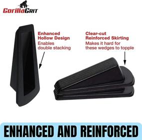 img 1 attached to 🚪 Black Rubber Door Stop Wedges - Heavy Duty Large Flexible Door Holders, 4 Pack - Non Marking Anti Slip Jammers