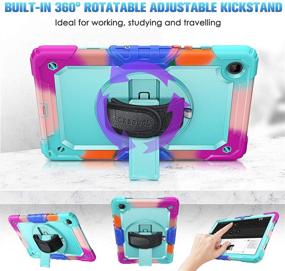 img 1 attached to 🔵 Shockproof Case for Samsung Galaxy Tab A7 10.4 2020 Model (SM-T500/T505/T507) with Screen Protector - 360° Rotating Kickstand, Rugged Heavy Duty Hybrid Cover + Hand Shoulder Strap - Blue