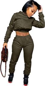 img 3 attached to 💃 Stylish & Comfortable Akmipoem Women's 2 Piece Jogging Suits: Sexy Crop Hoodie & Bodycon Pants Sets