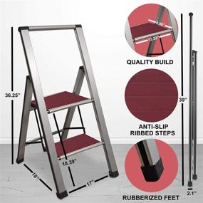 img 2 attached to 🪜 Sorfey Premium 2-Step Modern Mahogany Ladder: Lightweight, Ultra-Slim Profile, Anti-Slip Steps, Sturdy & Portable for Home, Office, Kitchen, Photography – Aluminum Finish