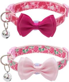 img 4 attached to 🐶 PUPTECK Spring Dog Collar with Bell - Adjustable Cute Puppy Collar with Removable Bowtie - Romantic Heart and Rose Pattern Design - Sweet Gift for Small Dogs, Cats, and Pets