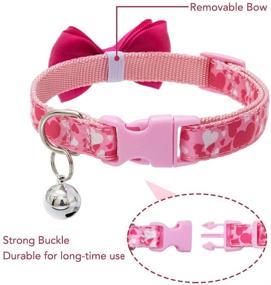 img 2 attached to 🐶 PUPTECK Spring Dog Collar with Bell - Adjustable Cute Puppy Collar with Removable Bowtie - Romantic Heart and Rose Pattern Design - Sweet Gift for Small Dogs, Cats, and Pets