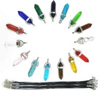 💎 30pcs tihood diy bullet shape healing pointed chakra beads crystals pendant necklace set - random color stone beads with black leather chain for jewelry making logo