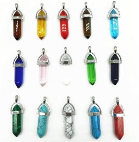 img 1 attached to 💎 30PCS TIHOOD DIY Bullet Shape Healing Pointed Chakra Beads Crystals Pendant Necklace Set - Random Color Stone Beads with Black Leather Chain for Jewelry Making