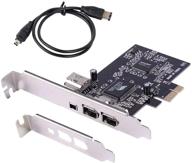 🔥 карта eliater pcie firewire для windows 10, контроллер ieee 1394 pci express 4 порта (3x 6 pin и 1x 4 pin), адаптер firewire 800 1394a для windows 7, 8, mac os - включает низкопрофильную пластину и кабель. логотип