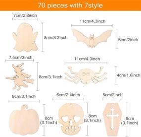 img 2 attached to 🎃 Spooky Halloween Wooden Ornaments for DIY Home Decor: Pllieay Halloween Wood Tags with Ribbon, Spiders, Crayons, Diamond Stickers, Feathers & Hanging Wood Embellishments