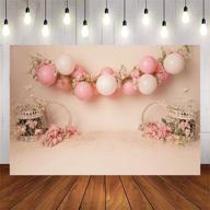 🎈 7x5ft spring floral pink balloons birdcage photo background for avezano newborn portrait cake smash photography, 1st birthday, girl birthday dessert table banner logo