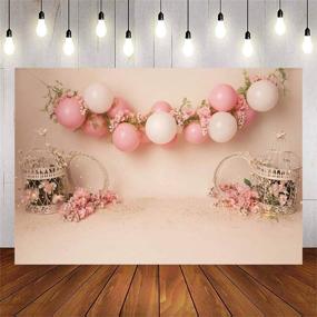 img 4 attached to 🎈 7x5ft Spring Floral Pink Balloons Birdcage Photo Background for Avezano Newborn Portrait Cake Smash Photography, 1st Birthday, Girl Birthday Dessert Table Banner