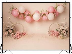 img 3 attached to 🎈 7x5ft Spring Floral Pink Balloons Birdcage Photo Background for Avezano Newborn Portrait Cake Smash Photography, 1st Birthday, Girl Birthday Dessert Table Banner