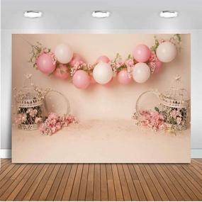 img 1 attached to 🎈 7x5ft Spring Floral Pink Balloons Birdcage Photo Background for Avezano Newborn Portrait Cake Smash Photography, 1st Birthday, Girl Birthday Dessert Table Banner