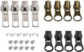 img 4 attached to 🔧 Meikeer Zipper Slider Repair Kit - 12 Pieces #5 Black, Bronze, and Silver Zipper Sliders for Metal, Plastic, and Nylon Coil Jacket Zippers: Zipper Pull Replacement Made Easy