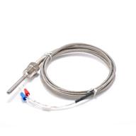 🌡️ jaybva waterproof k type grounded thermocouple: high-performance temperature sensor probe for pid controller - 2m insulation lead shield wire, npt 1/4 inch pipe thread, 0~500℃ range logo