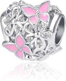 img 3 attached to NanMuc Heart Flower Butterfly Love Bead Charms - Perfect Pandora Bracelet Birthday Gifts for Teens, Sisters, and Women