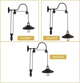 img 3 attached to Enhance Your Space with OYIPRO Industrial Wall Sconces: Adjustable Pulley Wheel Gooseneck Fixture with E26 Socket