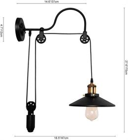 img 2 attached to Enhance Your Space with OYIPRO Industrial Wall Sconces: Adjustable Pulley Wheel Gooseneck Fixture with E26 Socket