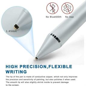 img 2 attached to Silver Stylus Pencil: High Sensitivity Active Stylus Pen for Apple, Android Tablet and Other Touch Screens - 1.5mm Precision Digital Stylus Pen