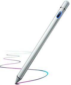 img 4 attached to Серебряный стилус-карандаш: активный стилус-ручка высокой чувствительности для планшетов Apple, Android и других сенсорных экранов - цифровой стилус-ручка с точностью 1,5 мм.