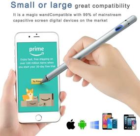 img 1 attached to Silver Stylus Pencil: High Sensitivity Active Stylus Pen for Apple, Android Tablet and Other Touch Screens - 1.5mm Precision Digital Stylus Pen