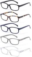 👓 pack of 5 classic reading glasses with spring hinge for women and men - blue light blocking readers for better eye health logo